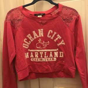 Ocean City pink long sleeved crop top